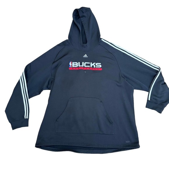 Adidas NBA Milwaukee Bucks Hoodie Sweatshirt Basketball Black Extra Large - Picture 1 of 16